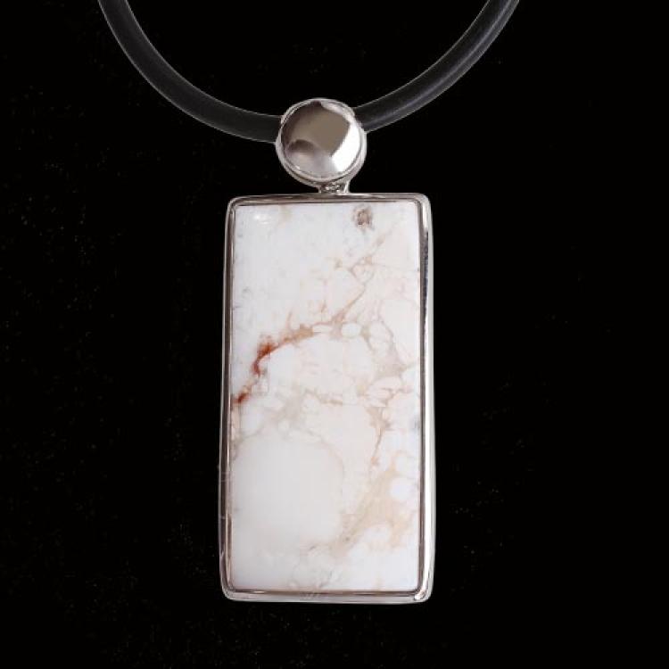 White Opal and Sterling Silver Pendant